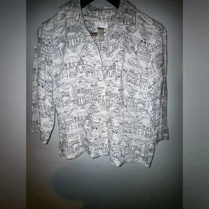 Christopher & Banks women’s beach wrinkle free button up‎ short sleeve shirt S